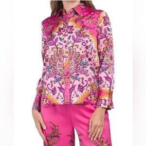 Rachel Zoe Vibrant Pink Paisley Women's Top. XS